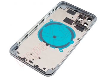tapa de batería genérica blanca con marco plateado (matte silver) para iPhone 11 pro, a2215